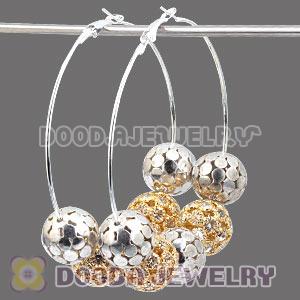 70mm Silver Basketball Wives Hoop Earrings With Alloy Ball Beads