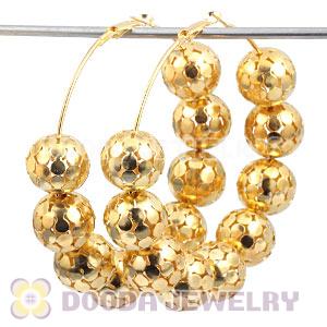 70mm Gold Basketball Wives Hoop Earrings With Alloy Ball Beads 