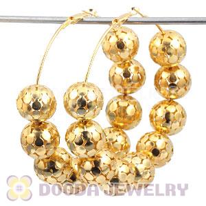 70mm Gold Basketball Wives Hoop Earrings With Alloy Ball Beads