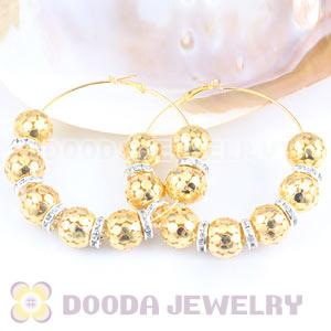 70mm Gold Basketball Wives Hoop Earrings With Alloy Ball Beads 