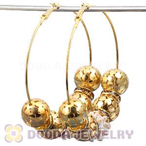 70mm Gold Basketball Wives Hoop Earrings With Alloy Ball Beads