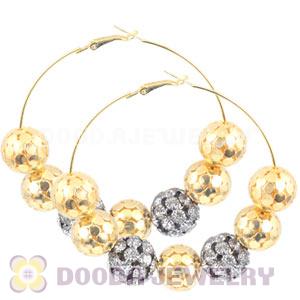 70mm Basketball Wives Hoop Earrings With Alloy Ball Beads 