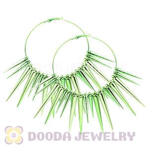 70mm Green Basketball Wives Spike Hoop Earrings Wholesale
