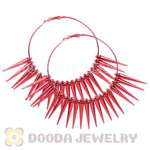 70mm Red Basketball Wives Spike Hoop Earrings Wholesale