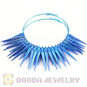 70mm Blue Basketball Wives Spike Hoop Earrings Wholesale