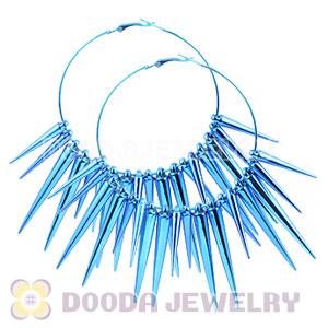 70mm Blue Basketball Wives Spike Hoop Earrings Wholesale