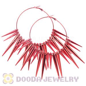 70mm Red Basketball Wives Spike Hoop Earrings Wholesale