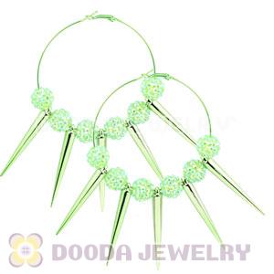 70mm Green Basketball Wives Spike Hoop Earrings Wholesale