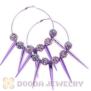 70mm Purple Basketball Wives Spike Hoop Earrings Wholesale