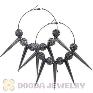70mm Black Basketball Wives Spike Hoop Earrings Wholesale