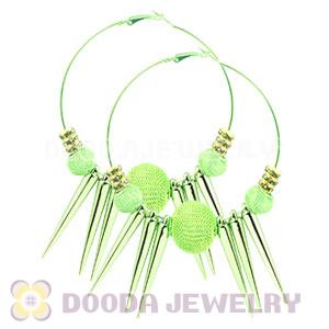 80mm Green Basketball Wives Spike Hoop Earrings Wholesale