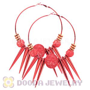 80mm Red Basketball Wives Spike Hoop Earrings Wholesale