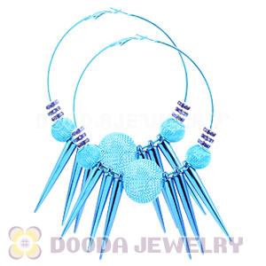 80mm Blue Basketball Wives Spike Hoop Earrings Wholesale