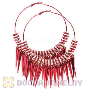 70mm Red Basketball Wives Spike Hoop Earrings Wholesale