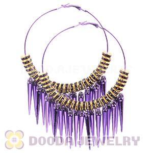 70mm Purple Basketball Wives Spike Hoop Earrings Wholesale