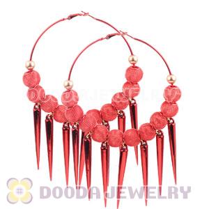 80mm Red Basketball Wives Spike Hoop Earrings Wholesale