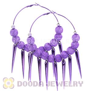 80mm Purple Basketball Wives Spike Hoop Earrings Wholesale