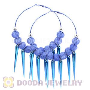 80mm Blue Basketball Wives Spike Hoop Earrings Wholesale
