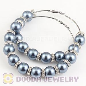 80mm Basketball Wives Hoop Earrings With ABS Pearl Beads 