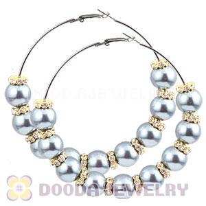 80mm Basketball Wives Hoop Earrings With ABS Pearl Beads