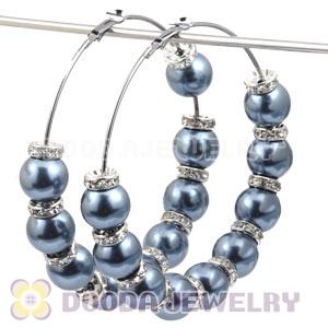 80mm Basketball Wives Hoop Earrings With ABS Pearl Beads