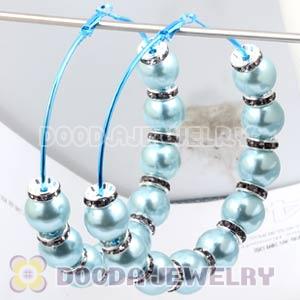 80mm Basketball Wives Hoop Earrings With ABS Pearl Beads 