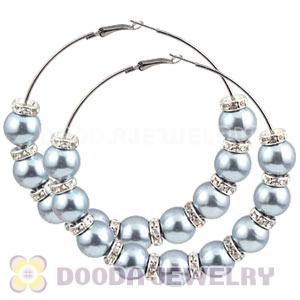 80mm Basketball Wives Hoop Earrings With ABS Pearl Beads