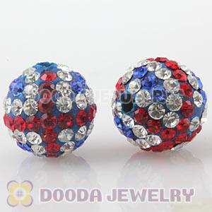 10mm Handmade Style Pave Czech Crystal Flag of The Union Jack Bead