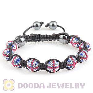 Handmade TresorBeads Bracelets With Pave Crystal British Flag Beads And Hematite