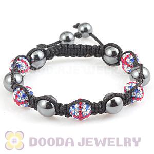 Handmade TresorBeads Bracelets With Pave Crystal British Flag Beads And Hematite