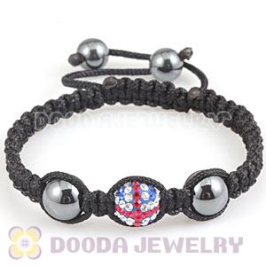 TresorBeads Macrame Bracelets With Crystal British Flag Beads And Hematite