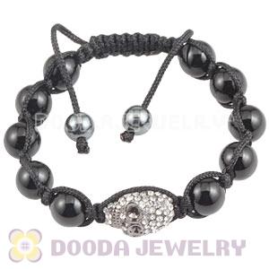 Black Onyx Handmade Bracelets With Pave Crystal Skull Bead 