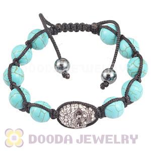 Handmade Bracelets With Turquoise And Pave Crystal Skull Bead 