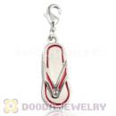 Platinum Plated Alloy European Flip Flop Jewelry Charms With Stone