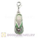 Platinum Plated Alloy European Slipper Jewelry Charms With Stone