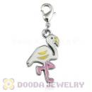 Platinum Plated Alloy Enamel European Jewelry Flamingo Charms Wholesale