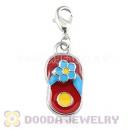 Platinum Plated Alloy Enamel European Jewelry Slipper Charms Wholesale