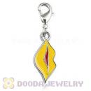 Platinum Plated Alloy Enamel European Jewelry Lips Charms Wholesale