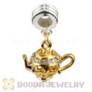 Gold Plated Alloy European Teapot Charms With Stone Wholesale