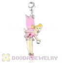 Platinum Plated Alloy Enamel European Jewelry Fairy Charms With Stone