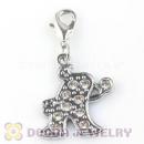 Platinum Plated Alloy European Jewelry Mascotte Charms With Stone