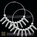 90mm Silver Basketball Wives Hoop Earrings With Bullet Beads