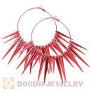70mm Red Basketball Wives Spike Hoop Earrings Wholesale