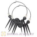 80mm Black Basketball Wives Spike Hoop Earrings Wholesale