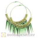 70mm Green Basketball Wives Spike Hoop Earrings Wholesale