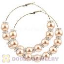 80mm Basketball Wives Hoop Earrings With ABS Pearl Beads