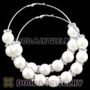 80mm White Basketball Wives Hoop Earrings With ABS Pearl Beads