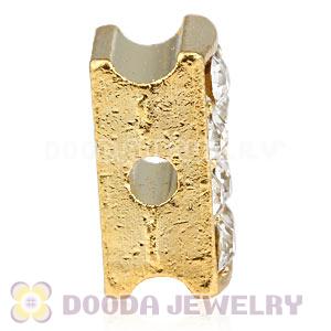 Gold Plated Pave Crystal Square Alloy Beads Wholesale