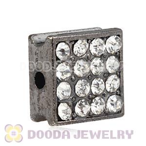 Gun Black Pave Crystal Square Alloy Beads Wholesale