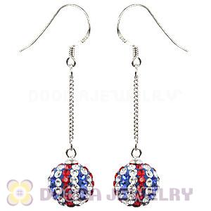 10mm Czech Crystal British Flag Bead Sterling Silver Dangle Earrings Wholesale